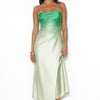 Forest Pixie Satin Midi Dress Green