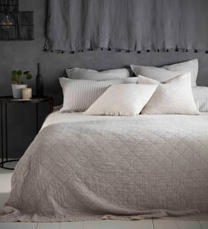 Black and Natural Stripe 100% Cotton Quilted Throw