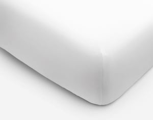 QE Home Cotton Blend Percale Fitted Sheet in White, Twin XL