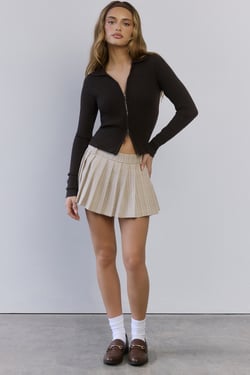 Warm Layers Ribbed Long Sleeve Top Brown
