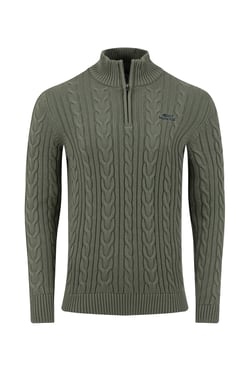 Weird Fish Heath 1/4 Zip Cable Knit Jumper Woodland Sage Size XL