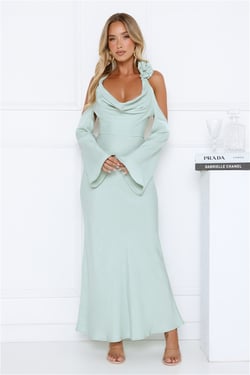 Satin Edge Halter Maxi Dress Sage
