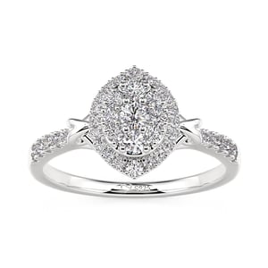 Jeulia Love Arrow Design Double Halo Engagement Ring