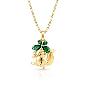 Jeulia "Naughty Squirrel" Four Leaf Clover Sterling Silver Necklace