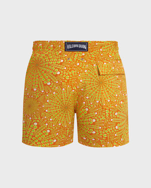 Vilebrequin - Men Stretch Short Swim Shorts Mosaic Urchin - Swimwear - Monrise - Orange - Size L
