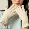 100% Wool Knit Gloves - Cream / One Size
