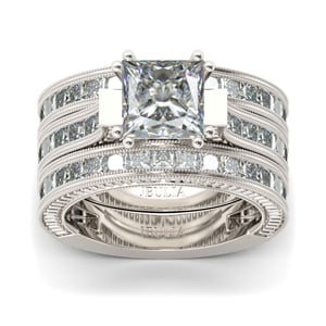 Jeulia 3PC Princess Cut Sterling Silver Ring Set