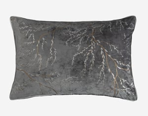 QE Home Stella Pillow Sham, Botanical, Grey, Queen