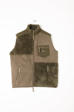 Patchwork Fleece Vest (Olive) - XXL
