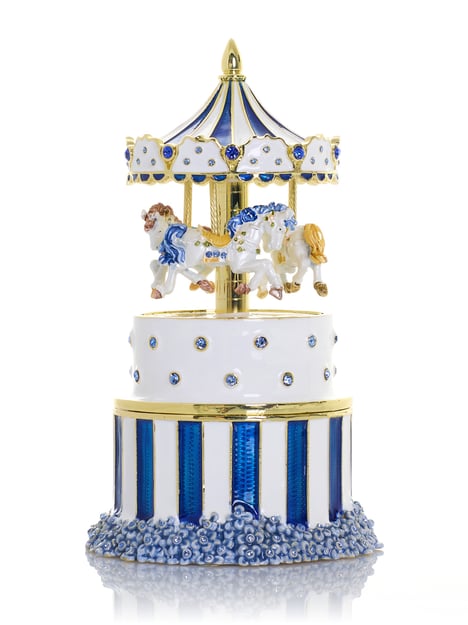 Blue Wind up Horse Carousel & trinket Box Limited Edition 1-250