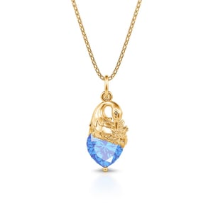 Jeulia Hug Me "Beauty & Elegance" Swan Design Heart Cut Sterling Silver Necklace