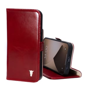 iPhone 14 Pro Max Leather Case (with stand function) - Red