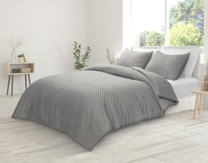 QE Home Mirage Recycled Polyester Comforter Set in Sleet, Geometric, Grey, Queen