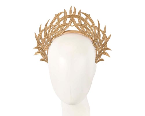 Gold  lace crown fascinator by Max Alexander