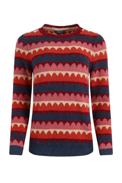 Weird Fish Tyla Cosy Knit Scalloped Jumper Antique Cherry Size 8