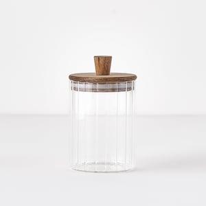 Beatrice Glass Storage Jar with Wooden Lid - 19.5 oz