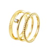 Triple Textured Ring Set Sterling Silver Gold