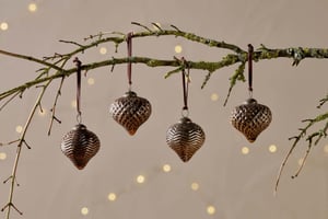nkuku Varu Baubles Set Of 4 | Christmas Decorations | Black/Gold