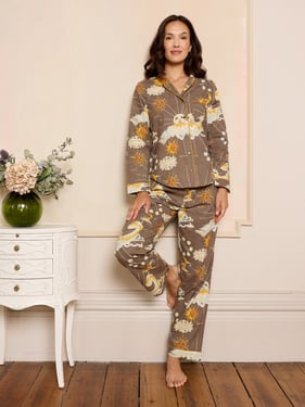 Womens Cotton Traditional Pyjamas Mocha La Luna - 3XL / 22-24 / Grey