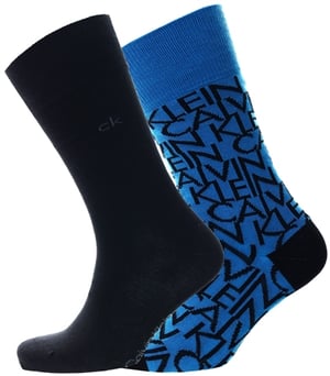 Calvin Klein Logo Crew 2 Pack Socks - Racing Blue Mu2 - S/M