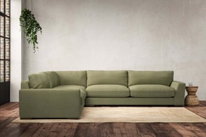 nkuku Guddu Left Hand Corner Sofa | Make To Order | Grand | Brera Linen Sage