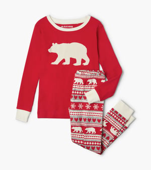 Fair Isle Bear Kids AppliquÃ© Pajama Set
