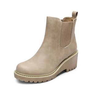 DREAM PAIRS Cushioned Lining Wedge Chelsea Ankle Boots