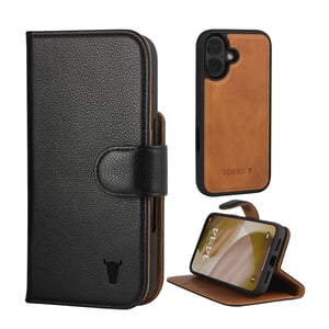 iPhone 17 Leather Case (with Detachable Cover & MagSafe Compatible) - Black