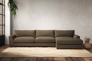 nkuku Guddu Right Hand Chaise Sofa | Make To Order | Grand | Brera Linen Chesnut