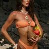 Sundrenched Petals Swim Top Orange