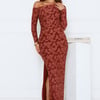 Aurora Lullaby Off Shoulder Maxi Dress Rust