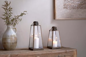 nkuku Giva Lantern | Candles Holders & Lanterns | Large | Antique Brass