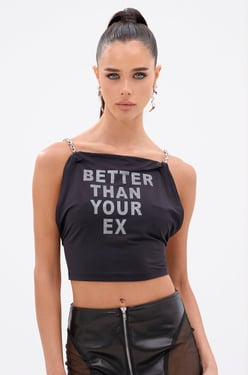 AKIRA Better Than Your Ex Rhinestone Top | Black | Size 1X/2X