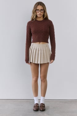 The Exclusive Cable Knit Sweater Brown