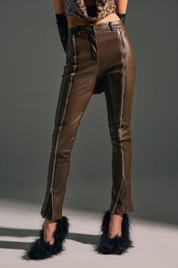 AKIRA Feeling The Vibes Faux Leather Legging | Brown | Size 1X