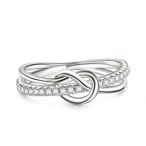Jeulia Double Band Knot Sterling Silver Ring