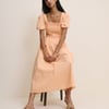 Peach Puff Sleeve Ida Midi Dress