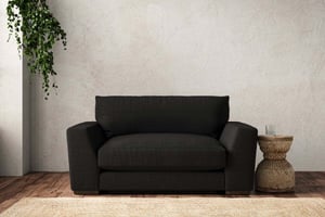 nkuku Guddu Love Seat | Make To Order | Brera Linen Charcoal | No Colour