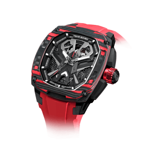 TSAR BOMBA Men's Swiss Automatic Watch | Red | Titanium & Carbon Fiber | Interchangeable Modular | 10ATM Waterproof | Dark Matter 3 TB8603
