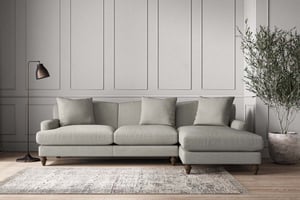 nkuku Deni Large Right Hand Chaise Sofa | Make To Order | Brera Linen Smoke | No Colour