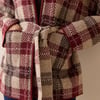 Brown and Burgundy Check Belted Knit Jacket