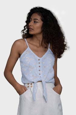 Pool Day Tan Lines Top in Blue - Summer Blue / XL