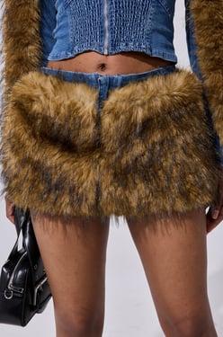 AKIRA Out Of The Blue Fur Mini Skirt | Size XL