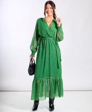 Green Animal Chiffon Maxi Dress - 16