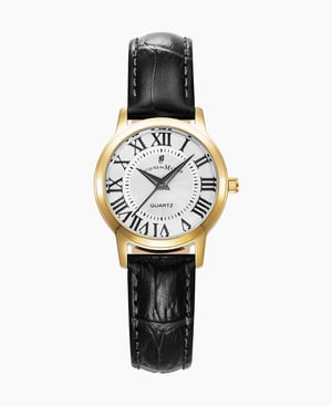 Genesis Ladies 28mm Three-hands Black-tone White dial Leather strap swiss watch - 28 mm
