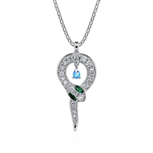 Jeulia "Spiritual Rebirth" Snake Pear Cut Sterling Silver Necklace