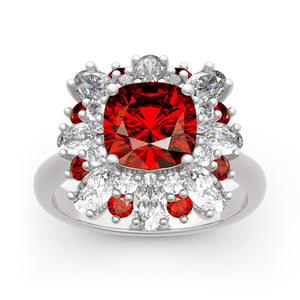 Jeulia Floral Cushion Cut Sterling Silver Ring