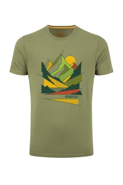 Weird Fish Aspect Mountains Front Print Graphic T-Shirt Artichoke Size 2XL