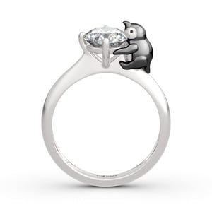 Jeulia Hug Me "Keep Your Cool" Penguin Round Cut Sterling Silver Ring