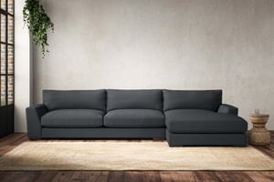nkuku Guddu Right Hand Chaise Sofa | Make To Order | Grand | Recycled Cotton Thunder